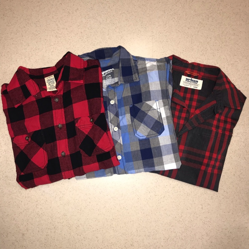 (3) Boys Long Sleeve Button Down Shirts